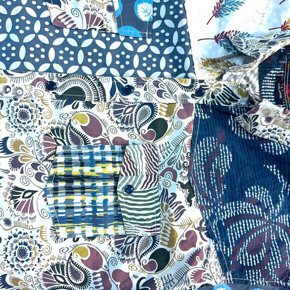 Desigual Patchwork Design Shirt -Size XXL- Unique Art to Wear - Dark Pearl Snaps - Picture 4 of 9